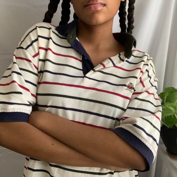 Tommy Hilfiger striped polo 🍒💙 - Picture 1 of 4